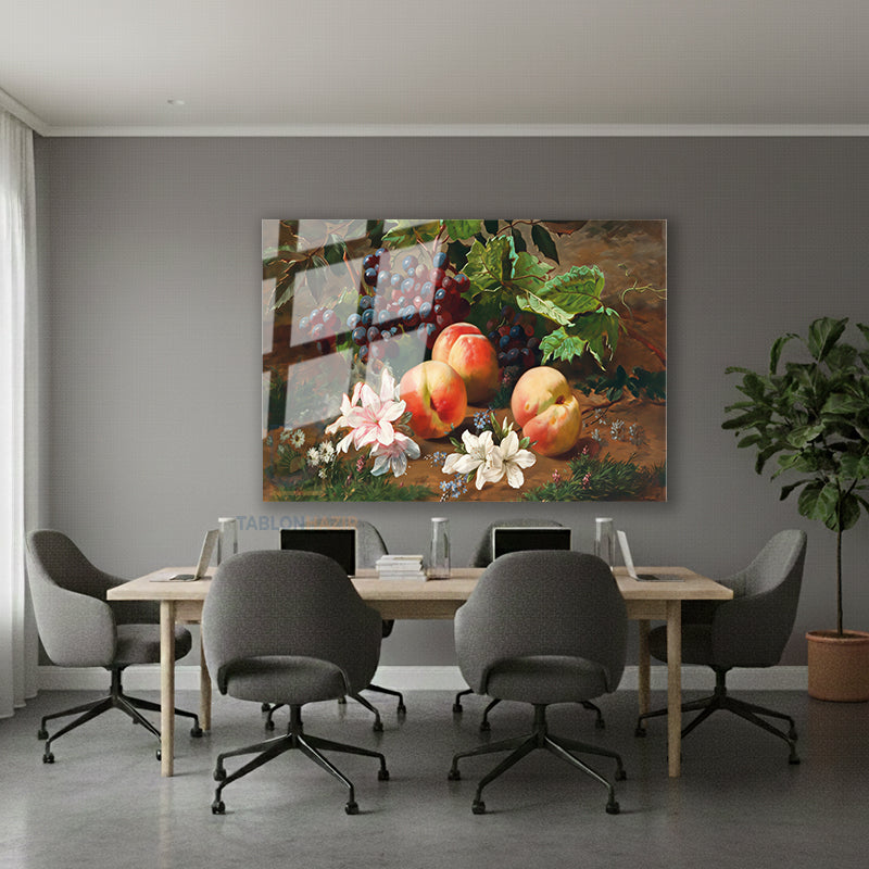 Yatay Cam Tablo Salon Duvar Tablosu Yatay Cam Naturmortmeyveler Yeni Ev Hediyesi Ofis Tablosu