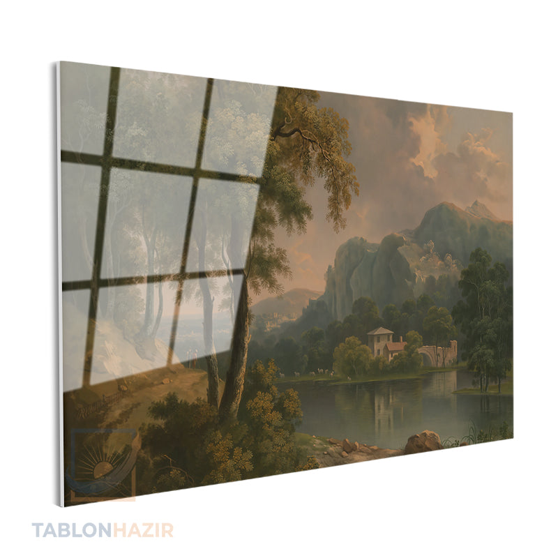 Yatay Cam Tablo Salon Duvar Tablosu Yatay Cam Ormanlikmanzarasi Yeni Ev Hediyesi Ofis Tablosu