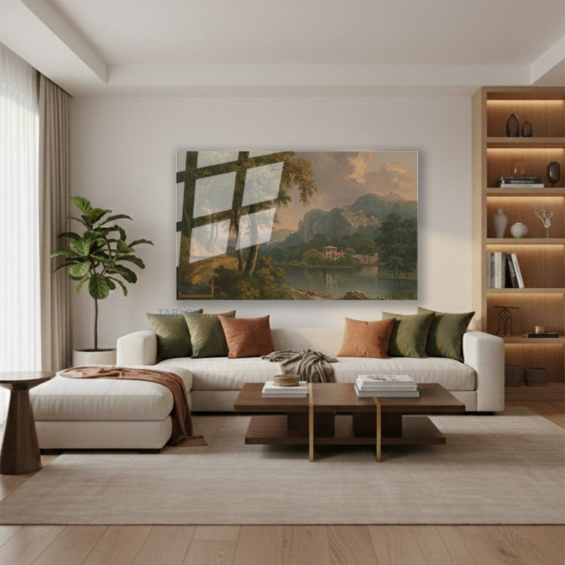 Yatay Cam Tablo Salon Duvar Tablosu Yatay Cam Ormanlikmanzarasi Yeni Ev Hediyesi Ofis Tablosu