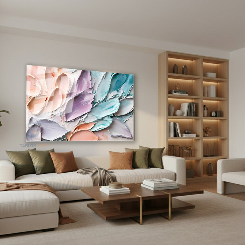 Yatay Cam Tablo Salon Duvar Tablosu Yatay Cam Pastelfircadarbeleri Yeni Ev Hediyesi Ofis Tablosu