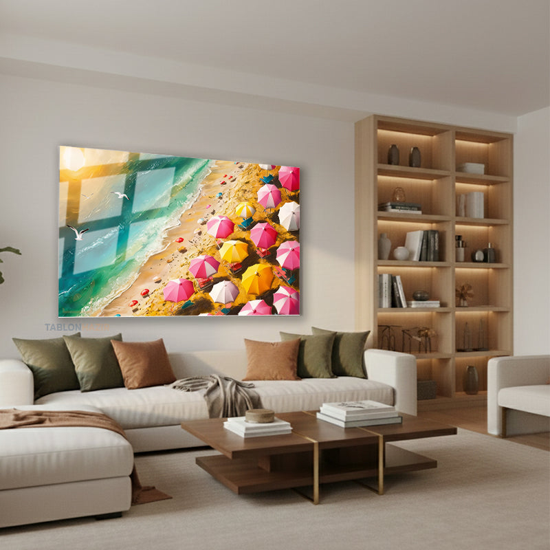 Yatay Cam Tablo Salon Duvar Tablosu Yatay Cam Plajmanzarasi Yeni Ev Hediyesi Ofis Tablosu