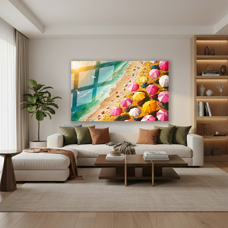 Yatay Cam Tablo Salon Duvar Tablosu Yatay Cam Plajmanzarasi Yeni Ev Hediyesi Ofis Tablosu