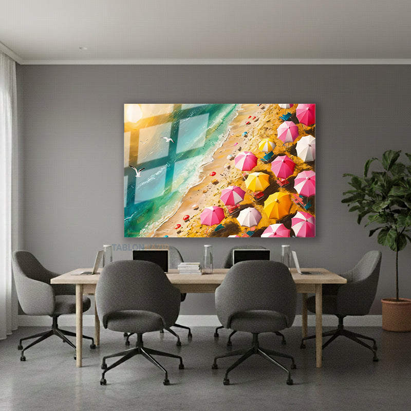 Yatay Cam Tablo Salon Duvar Tablosu Yatay Cam Plajmanzarasi Yeni Ev Hediyesi Ofis Tablosu