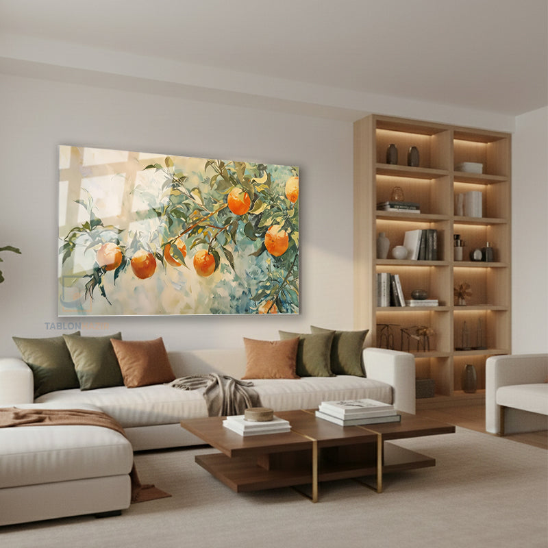 Yatay Cam Tablo Salon Duvar Tablosu Yatay Cam Portakalagacidallari Yeni Ev Hediyesi Ofis Tablosu