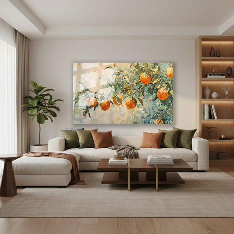 Yatay Cam Tablo Salon Duvar Tablosu Yatay Cam Portakalagacidallari Yeni Ev Hediyesi Ofis Tablosu