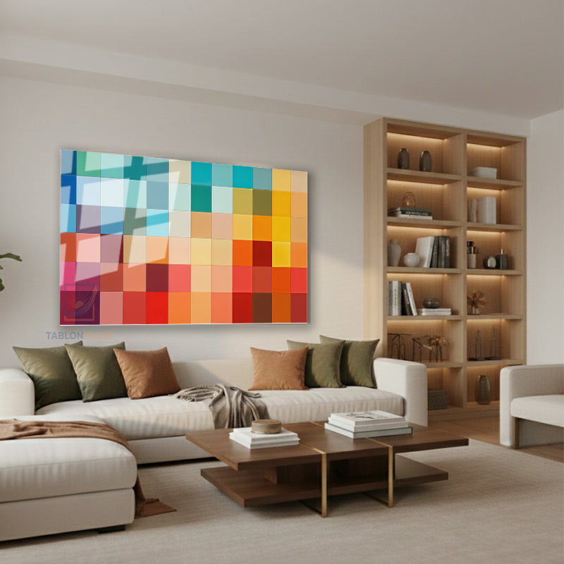 Yatay Cam Tablo Salon Duvar Tablosu Yatay Cam Renkkareleri Yeni Ev Hediyesi Ofis Tablosu