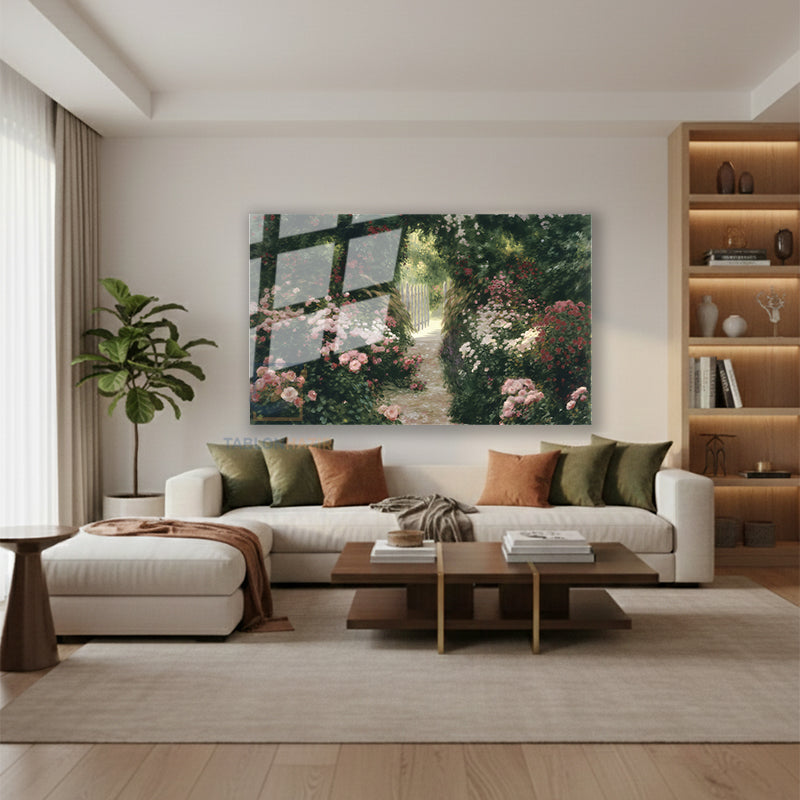 Yatay Cam Tablo Salon Duvar Tablosu Yatay Cam Renkliciceklibahce Yeni Ev Hediyesi Ofis Tablosu