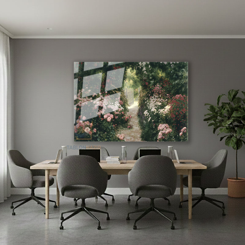 Yatay Cam Tablo Salon Duvar Tablosu Yatay Cam Renkliciceklibahce Yeni Ev Hediyesi Ofis Tablosu