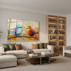 Yatay Cam Tablo Salon Duvar Tablosu Yatay Cam Renklikuslar Yeni Ev Hediyesi Ofis Tablosu