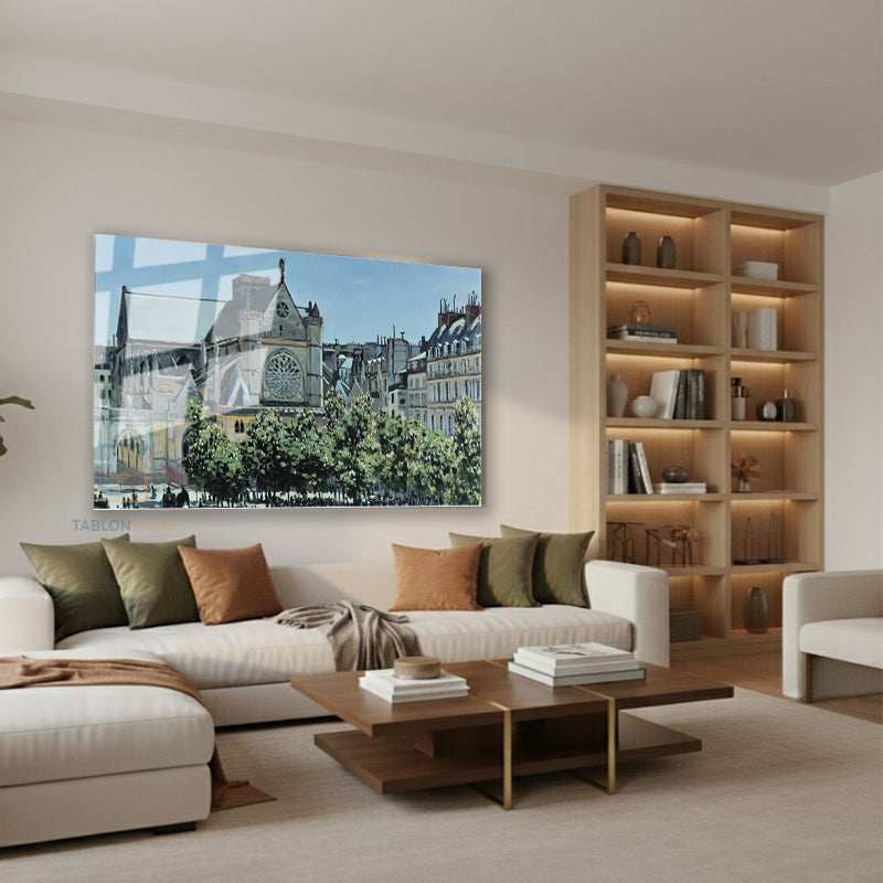 Yatay Cam Tablo Salon Duvar Tablosu Yatay Cam Sehirmanzarasi Yeni Ev Hediyesi Ofis Tablosu