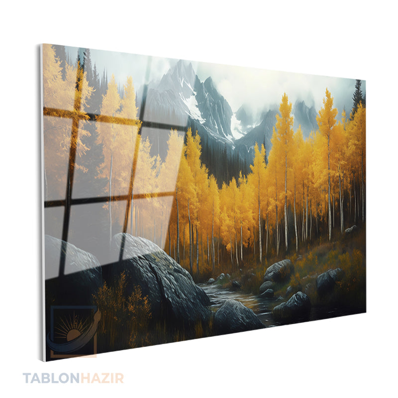 Yatay Cam Tablo Salon Duvar Tablosu Yatay Cam Sonbaharmanzarasi3 Yeni Ev Hediyesi Ofis Tablosu