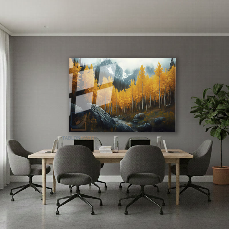 Yatay Cam Tablo Salon Duvar Tablosu Yatay Cam Sonbaharmanzarasi3 Yeni Ev Hediyesi Ofis Tablosu