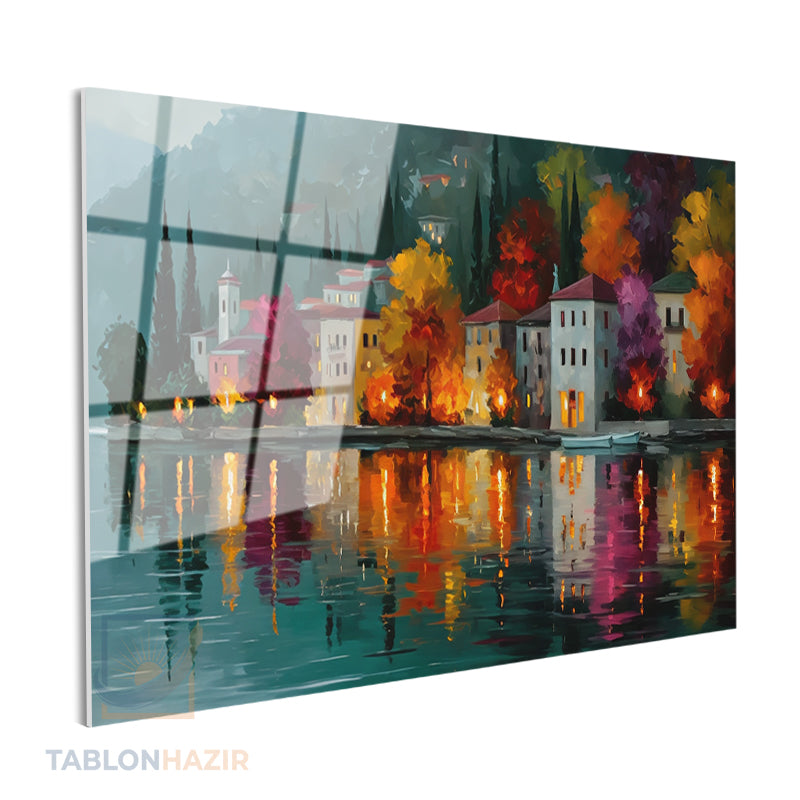 Yatay Cam Tablo Salon Duvar Tablosu Yatay Cam Sonbaharmanzarasi4 Yeni Ev Hediyesi Ofis Tablosu