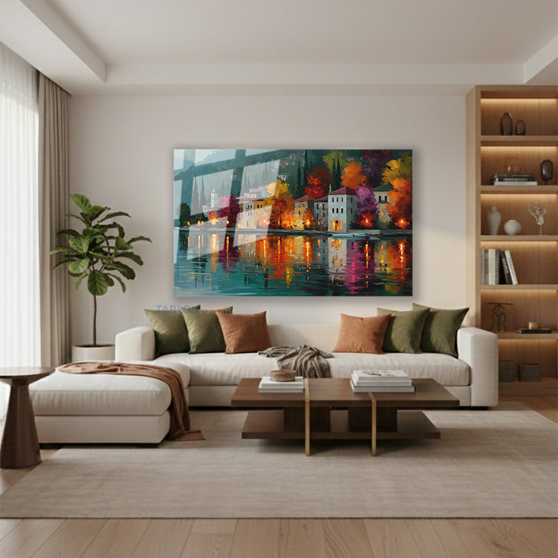 Yatay Cam Tablo Salon Duvar Tablosu Yatay Cam Sonbaharmanzarasi4 Yeni Ev Hediyesi Ofis Tablosu