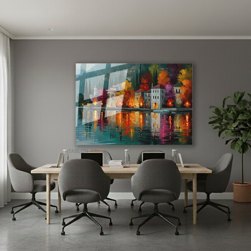 Yatay Cam Tablo Salon Duvar Tablosu Yatay Cam Sonbaharmanzarasi4 Yeni Ev Hediyesi Ofis Tablosu