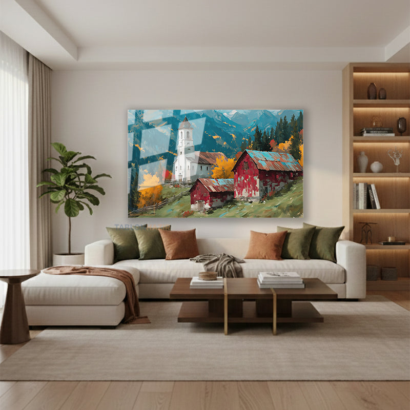 Yatay Cam Tablo Salon Duvar Tablosu Yatay Cam Sonbaharmanzarasi5 Yeni Ev Hediyesi Ofis Tablosu