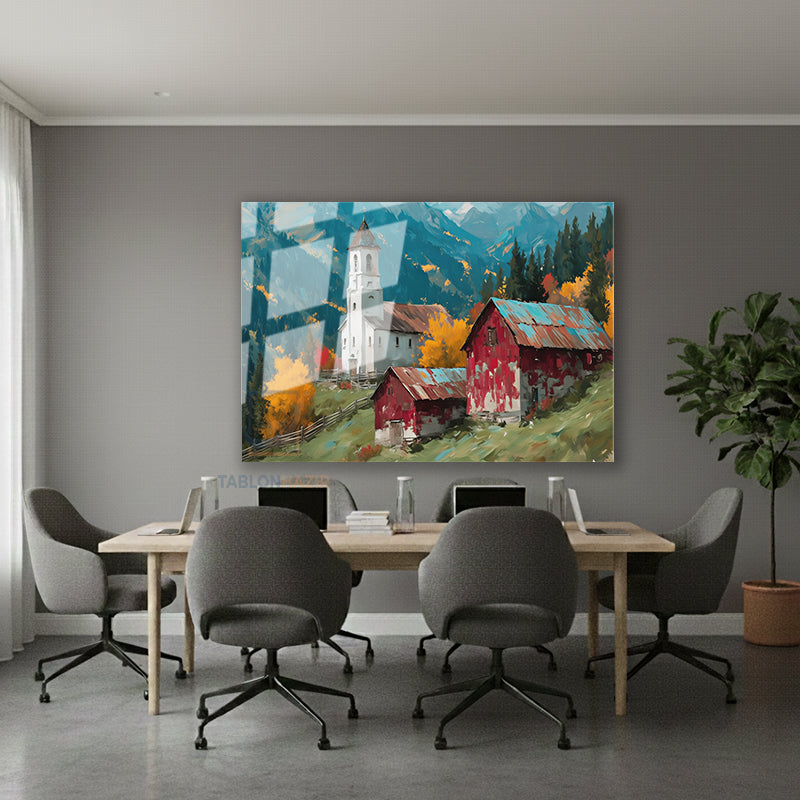 Yatay Cam Tablo Salon Duvar Tablosu Yatay Cam Sonbaharmanzarasi5 Yeni Ev Hediyesi Ofis Tablosu