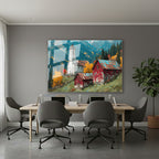 Yatay Cam Tablo Salon Duvar Tablosu Yatay Cam Sonbaharmanzarasi5 Yeni Ev Hediyesi Ofis Tablosu