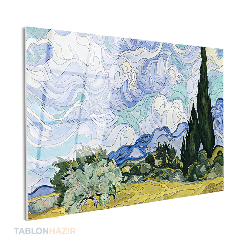 Yatay Cam Tablo Salon Duvar Tablosu Yatay Cam Soyutdogamanzarasi Yeni Ev Hediyesi Ofis Tablosu