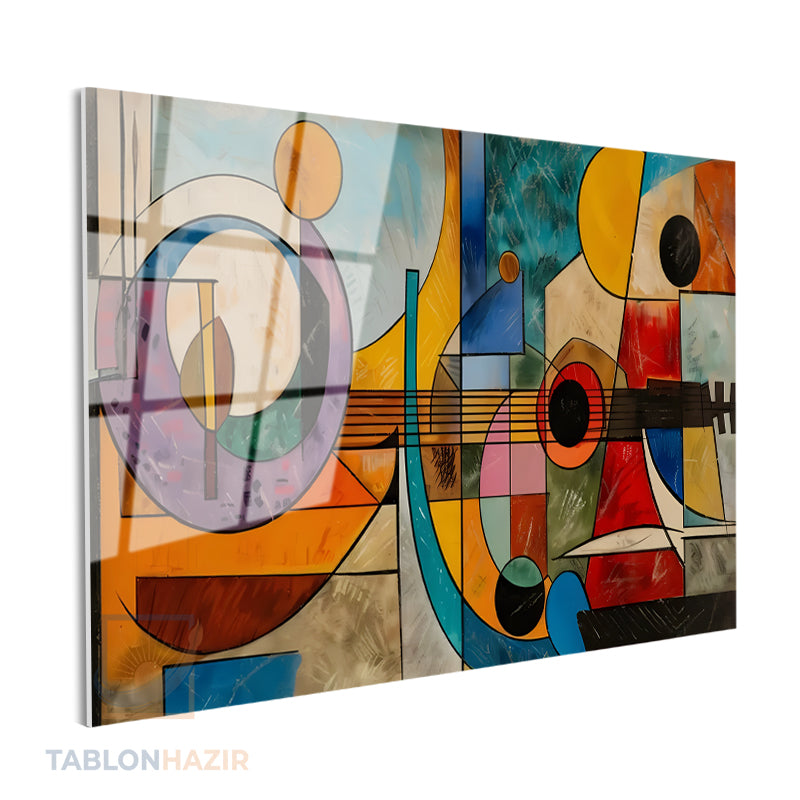 Yatay Cam Tablo Salon Duvar Tablosu Yatay Cam Soyutgeometriksanat Yeni Ev Hediyesi Ofis Tablosu