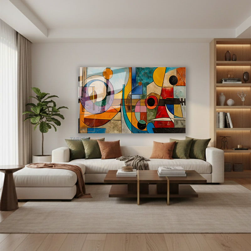 Yatay Cam Tablo Salon Duvar Tablosu Yatay Cam Soyutgeometriksanat Yeni Ev Hediyesi Ofis Tablosu