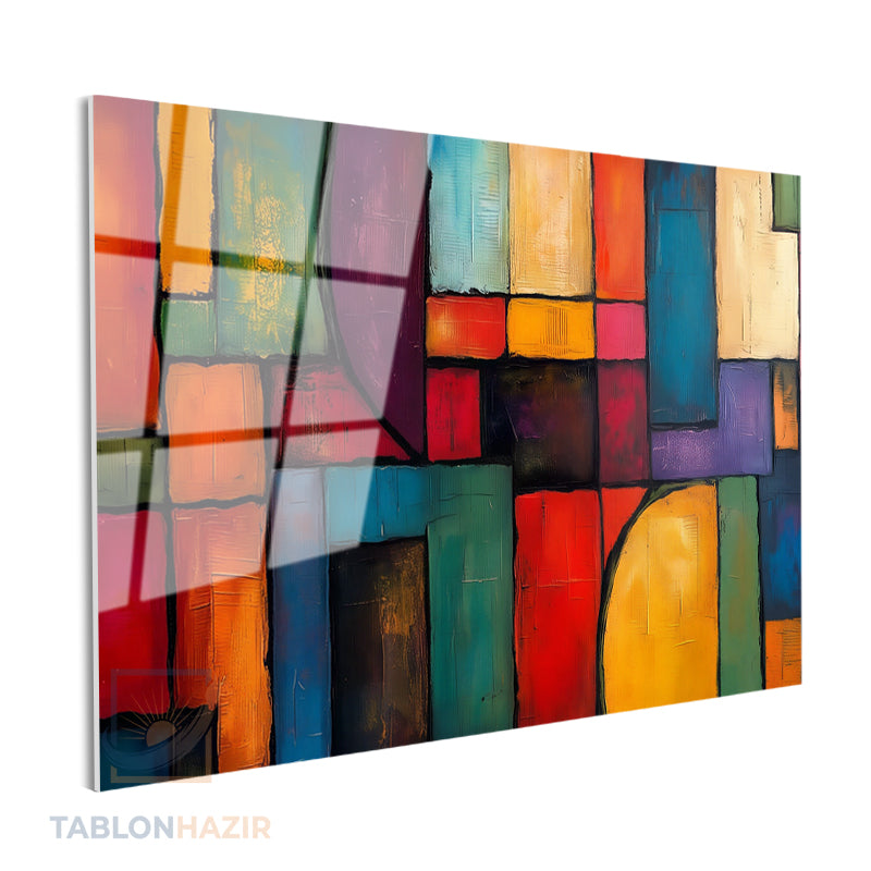 Yatay Cam Tablo Salon Duvar Tablosu Yatay Cam Soyutgeometriksanat2 Yeni Ev Hediyesi Ofis Tablosu