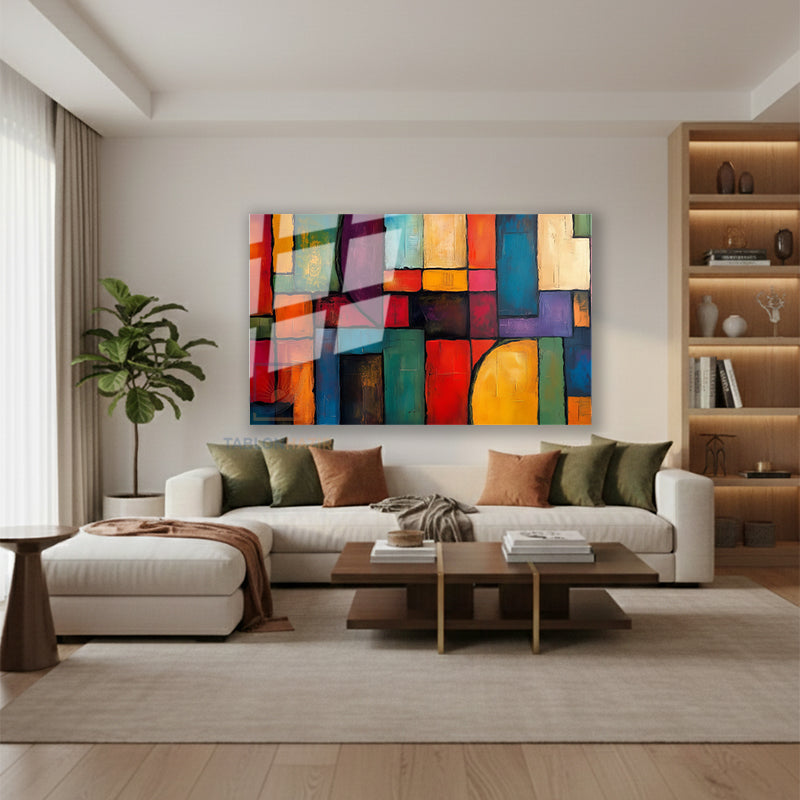 Yatay Cam Tablo Salon Duvar Tablosu Yatay Cam Soyutgeometriksanat2 Yeni Ev Hediyesi Ofis Tablosu