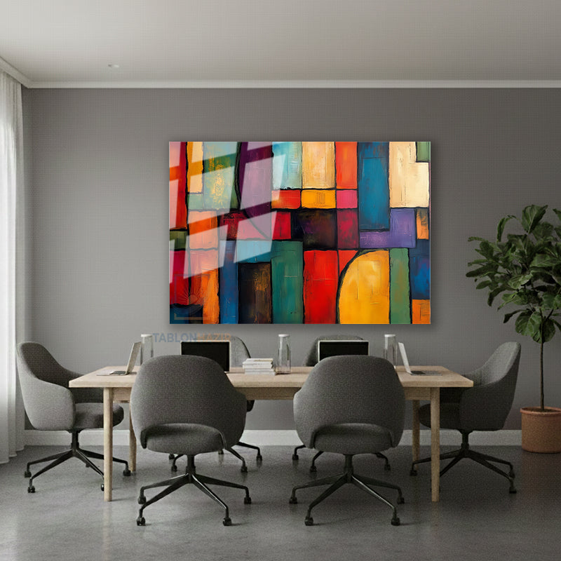 Yatay Cam Tablo Salon Duvar Tablosu Yatay Cam Soyutgeometriksanat2 Yeni Ev Hediyesi Ofis Tablosu