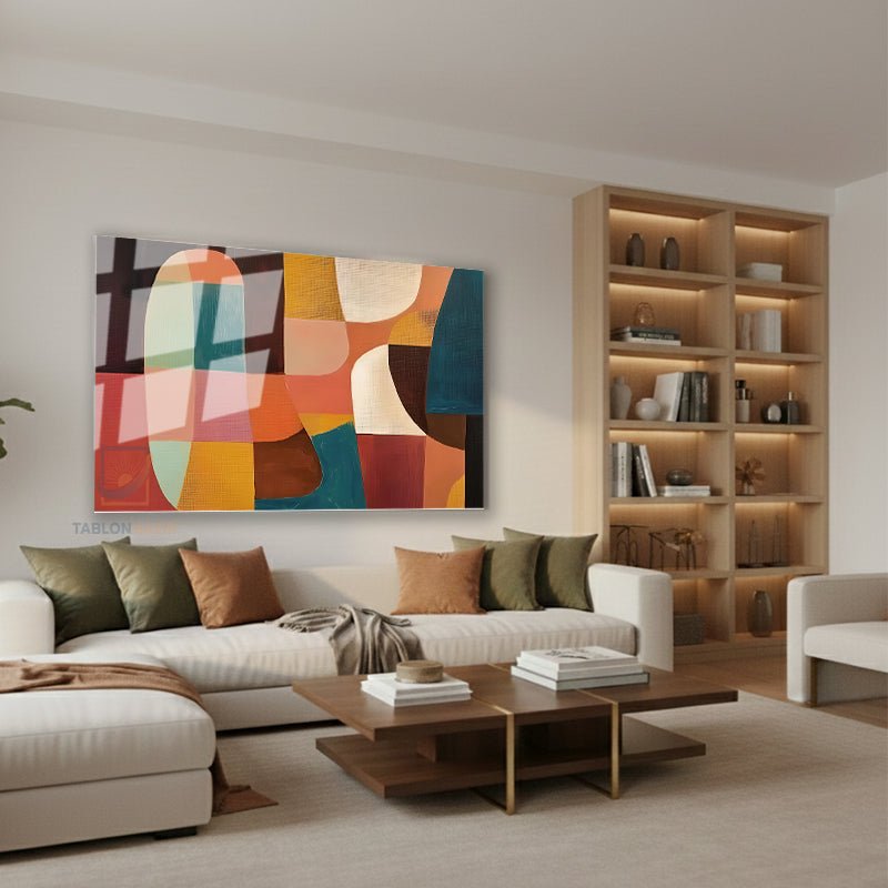 Yatay Cam Tablo Salon Duvar Tablosu Yatay Cam Soyutgeometriksanat4 Yeni Ev Hediyesi Ofis Tablosu