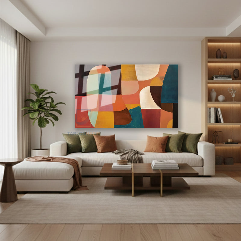 Yatay Cam Tablo Salon Duvar Tablosu Yatay Cam Soyutgeometriksanat4 Yeni Ev Hediyesi Ofis Tablosu