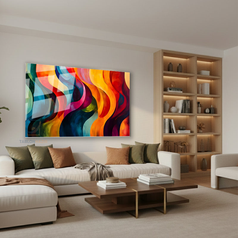 Yatay Cam Tablo Salon Duvar Tablosu Yatay Cam Soyutgeometriksanat9 Yeni Ev Hediyesi Ofis Tablosu
