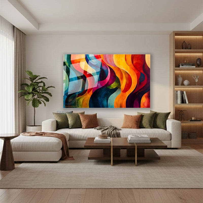 Yatay Cam Tablo Salon Duvar Tablosu Yatay Cam Soyutgeometriksanat9 Yeni Ev Hediyesi Ofis Tablosu