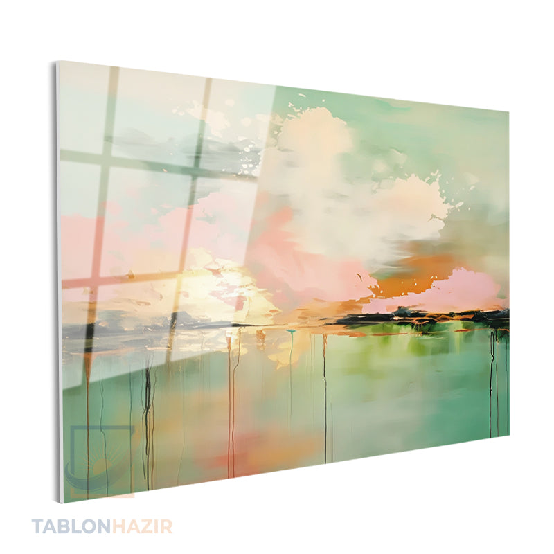 Yatay Cam Tablo Salon Duvar Tablosu Yatay Cam Soyutgunbatimi Yeni Ev Hediyesi Ofis Tablosu