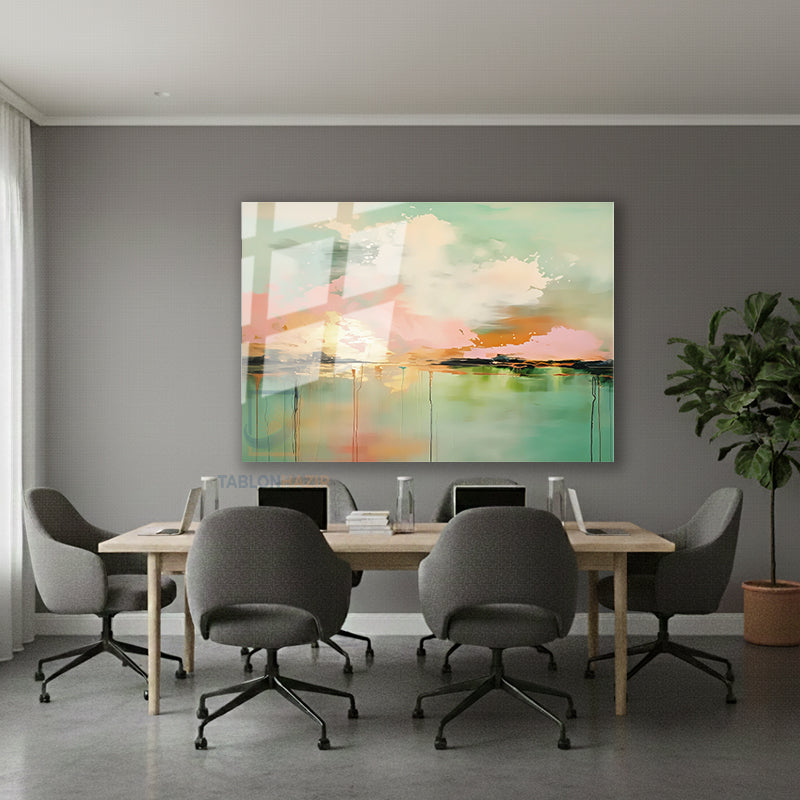 Yatay Cam Tablo Salon Duvar Tablosu Yatay Cam Soyutgunbatimi Yeni Ev Hediyesi Ofis Tablosu