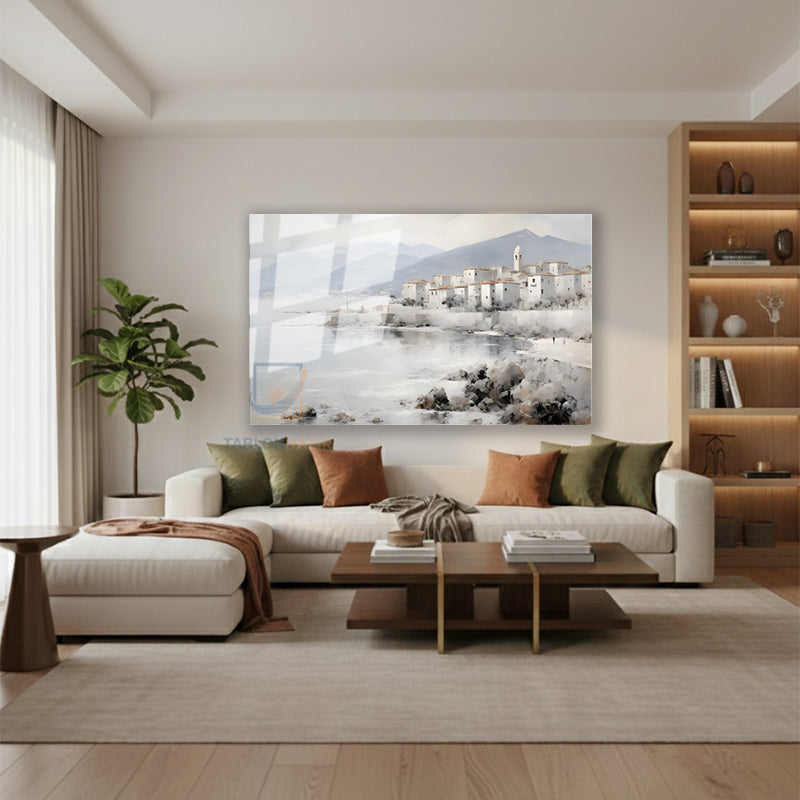 Yatay Cam Tablo Salon Duvar Tablosu Yatay Cam Soyutkiyimanzarasi Yeni Ev Hediyesi Ofis Tablosu