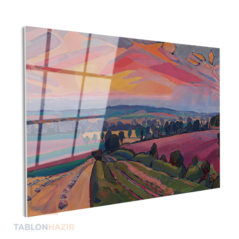 Yatay Cam Tablo Salon Duvar Tablosu Yatay Cam Soyutmanzara4 Yeni Ev Hediyesi Ofis Tablosu