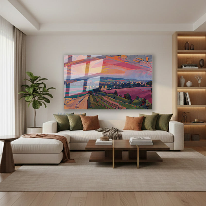 Yatay Cam Tablo Salon Duvar Tablosu Yatay Cam Soyutmanzara4 Yeni Ev Hediyesi Ofis Tablosu