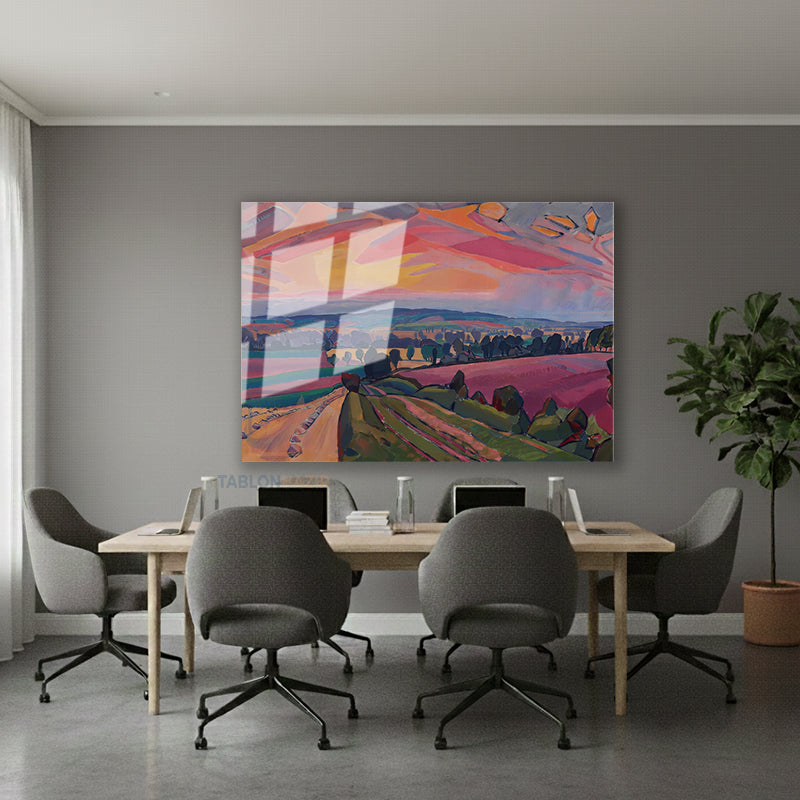 Yatay Cam Tablo Salon Duvar Tablosu Yatay Cam Soyutmanzara4 Yeni Ev Hediyesi Ofis Tablosu