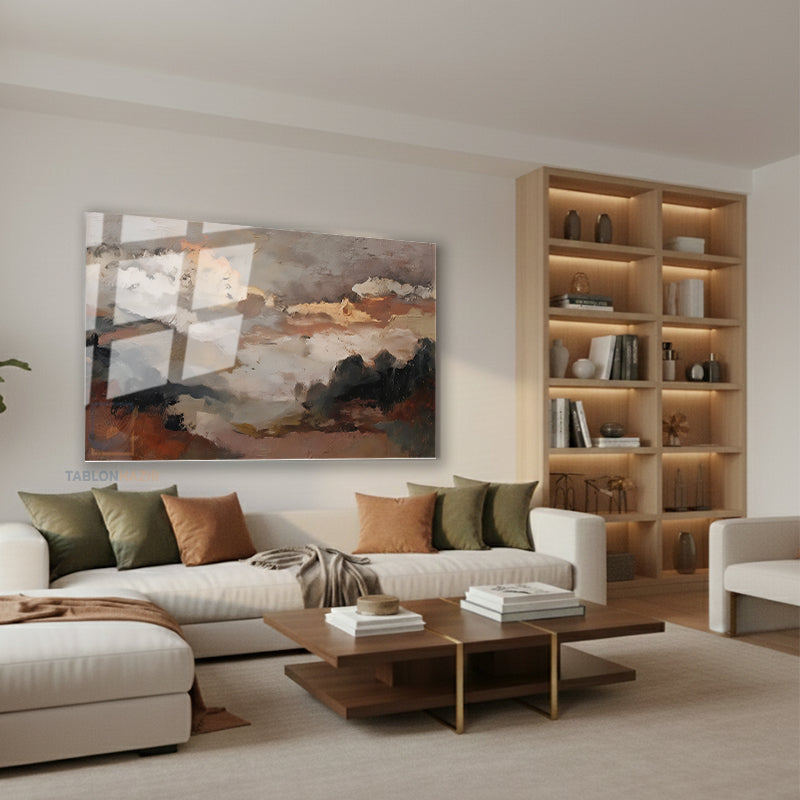 Yatay Cam Tablo Salon Duvar Tablosu Yatay Cam Soyutmanzara5 Yeni Ev Hediyesi Ofis Tablosu