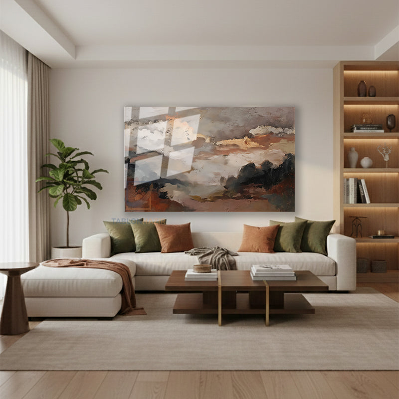 Yatay Cam Tablo Salon Duvar Tablosu Yatay Cam Soyutmanzara5 Yeni Ev Hediyesi Ofis Tablosu