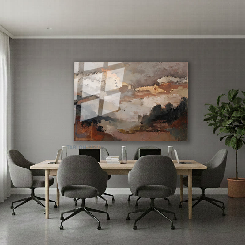 Yatay Cam Tablo Salon Duvar Tablosu Yatay Cam Soyutmanzara5 Yeni Ev Hediyesi Ofis Tablosu