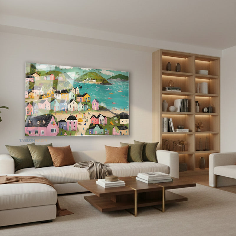 Yatay Cam Tablo Salon Duvar Tablosu Yatay Cam Soyutmanzara6 Yeni Ev Hediyesi Ofis Tablosu