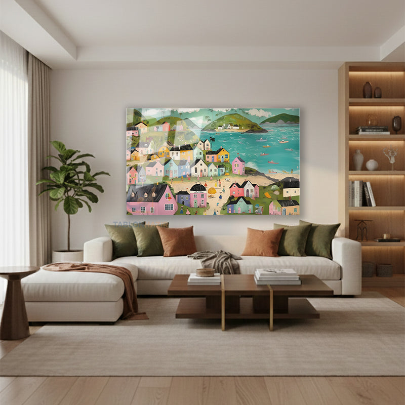 Yatay Cam Tablo Salon Duvar Tablosu Yatay Cam Soyutmanzara6 Yeni Ev Hediyesi Ofis Tablosu