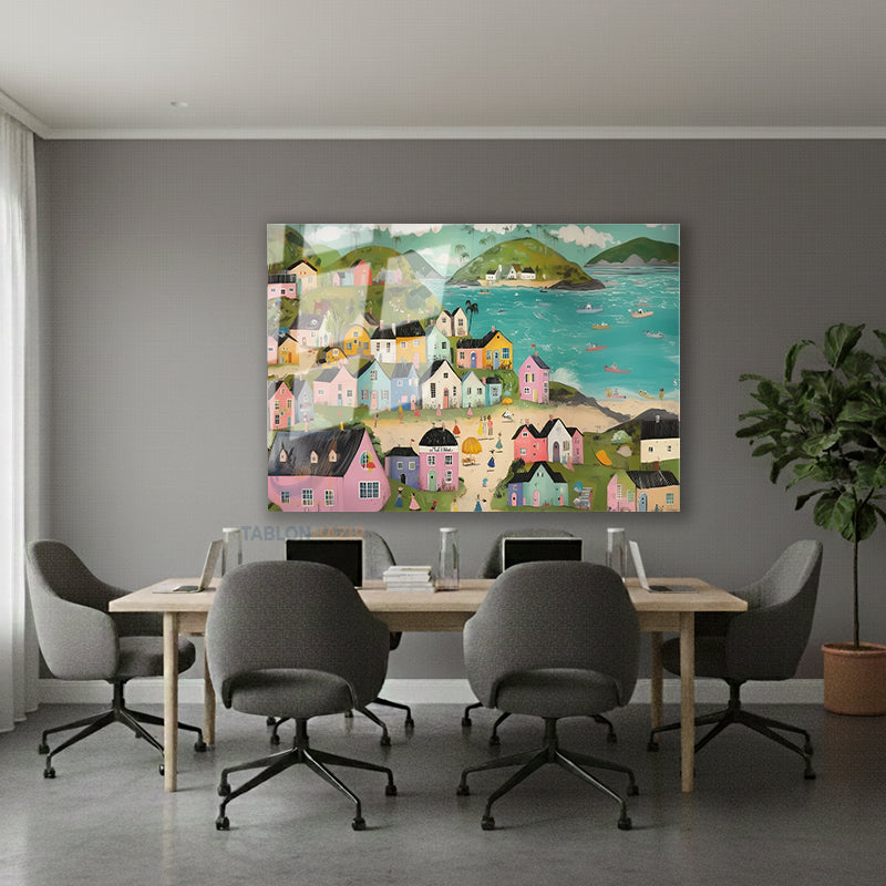 Yatay Cam Tablo Salon Duvar Tablosu Yatay Cam Soyutmanzara6 Yeni Ev Hediyesi Ofis Tablosu