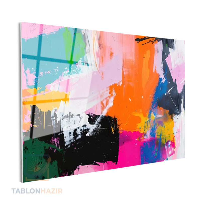 Yatay Cam Tablo Salon Duvar Tablosu Yatay Cam Soyutrenksanati3 Yeni Ev Hediyesi Ofis Tablosu