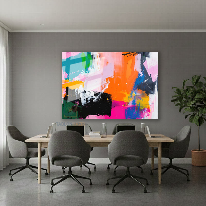 Yatay Cam Tablo Salon Duvar Tablosu Yatay Cam Soyutrenksanati3 Yeni Ev Hediyesi Ofis Tablosu