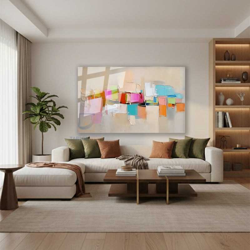 Yatay Cam Tablo Salon Duvar Tablosu Yatay Cam Soyutrenksanati5 Yeni Ev Hediyesi Ofis Tablosu