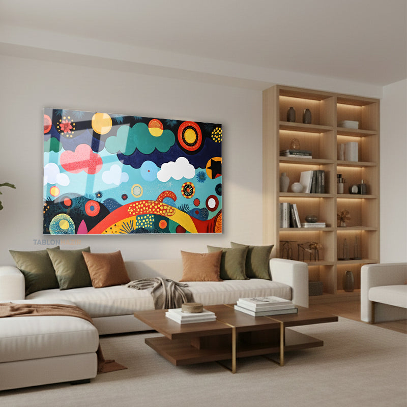 Yatay Cam Tablo Salon Duvar Tablosu Yatay Cam Soyutsanat2 Yeni Ev Hediyesi Ofis Tablosu