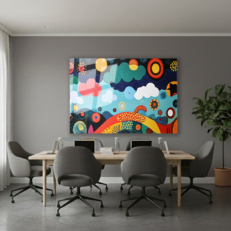 Yatay Cam Tablo Salon Duvar Tablosu Yatay Cam Soyutsanat2 Yeni Ev Hediyesi Ofis Tablosu