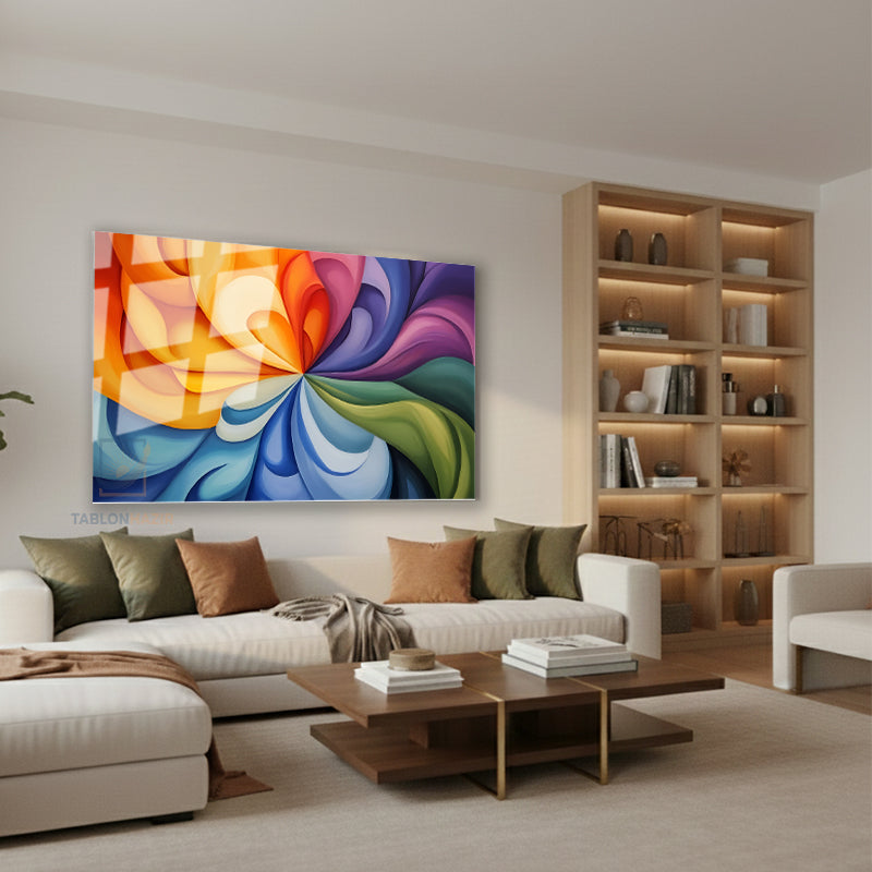 Yatay Cam Tablo Salon Duvar Tablosu Yatay Cam Soyutsanat4 Yeni Ev Hediyesi Ofis Tablosu
